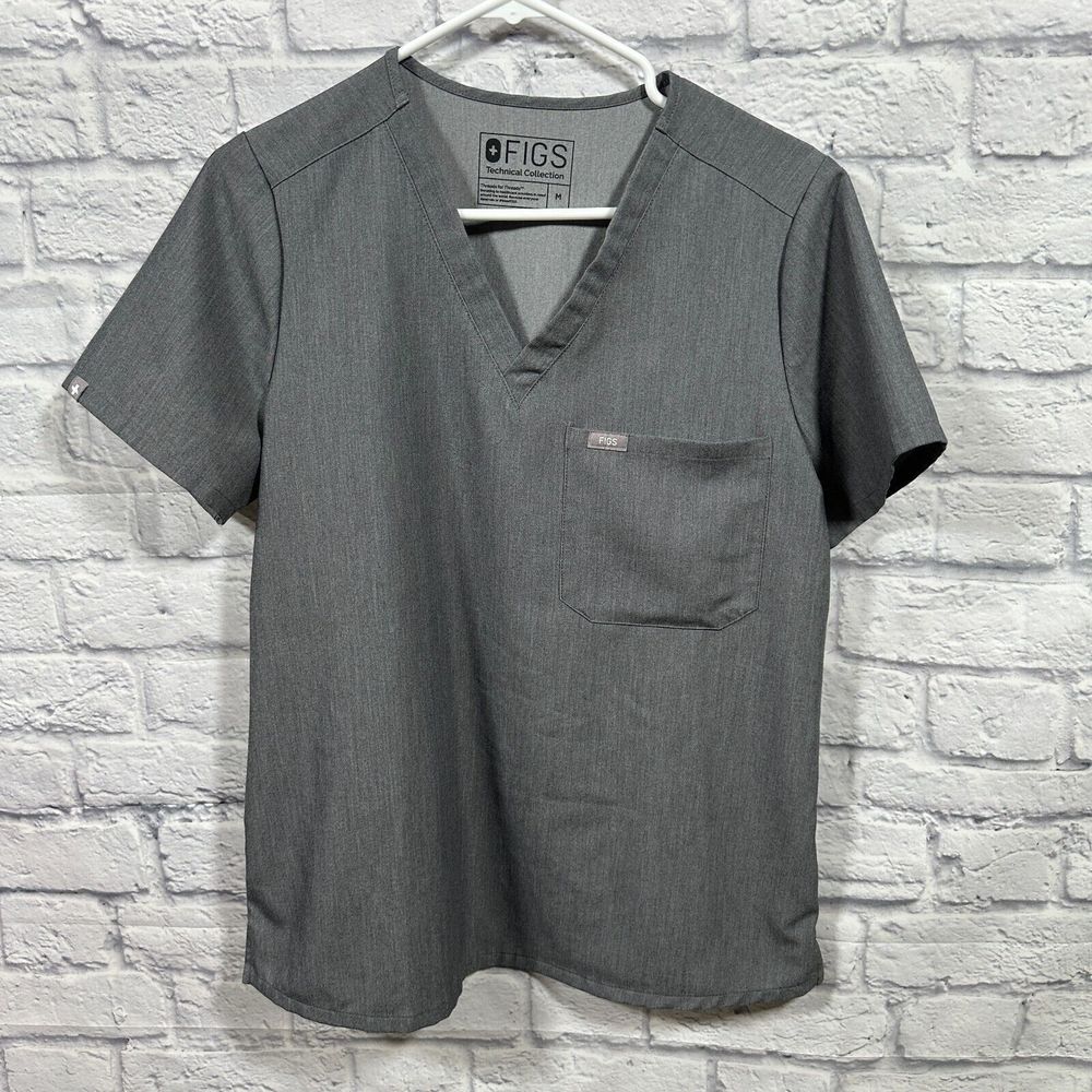 Figs Grey Short Sleeve Scrub Top Technical Collection Size Medium - Picture 1 of 8